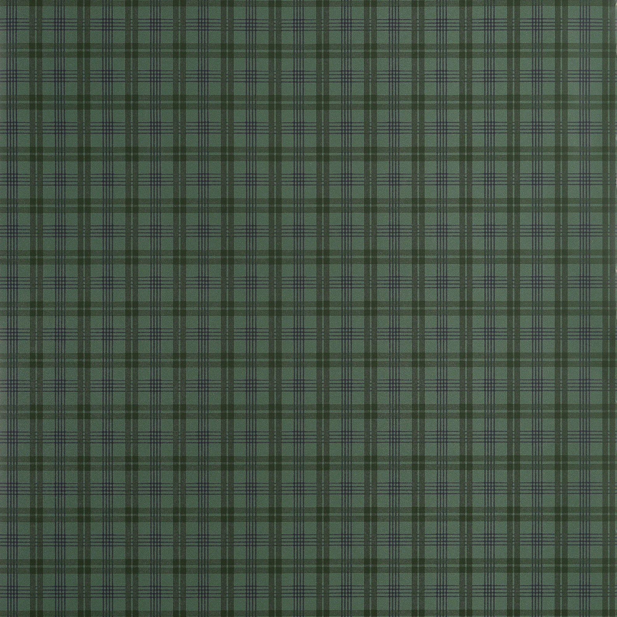 T44052 Huntley Plaid Dark Green Stripes and Checks Resource Wallpaper by Thibaut