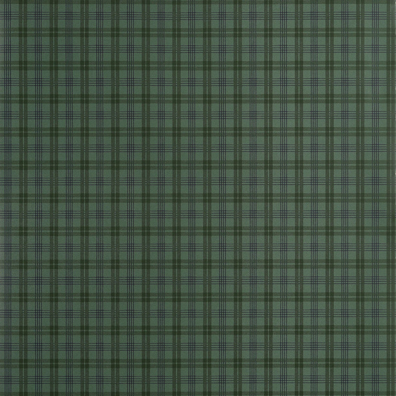 T44052 Huntley Plaid Dark Green Stripes and Checks Resource Wallpaper by Thibaut