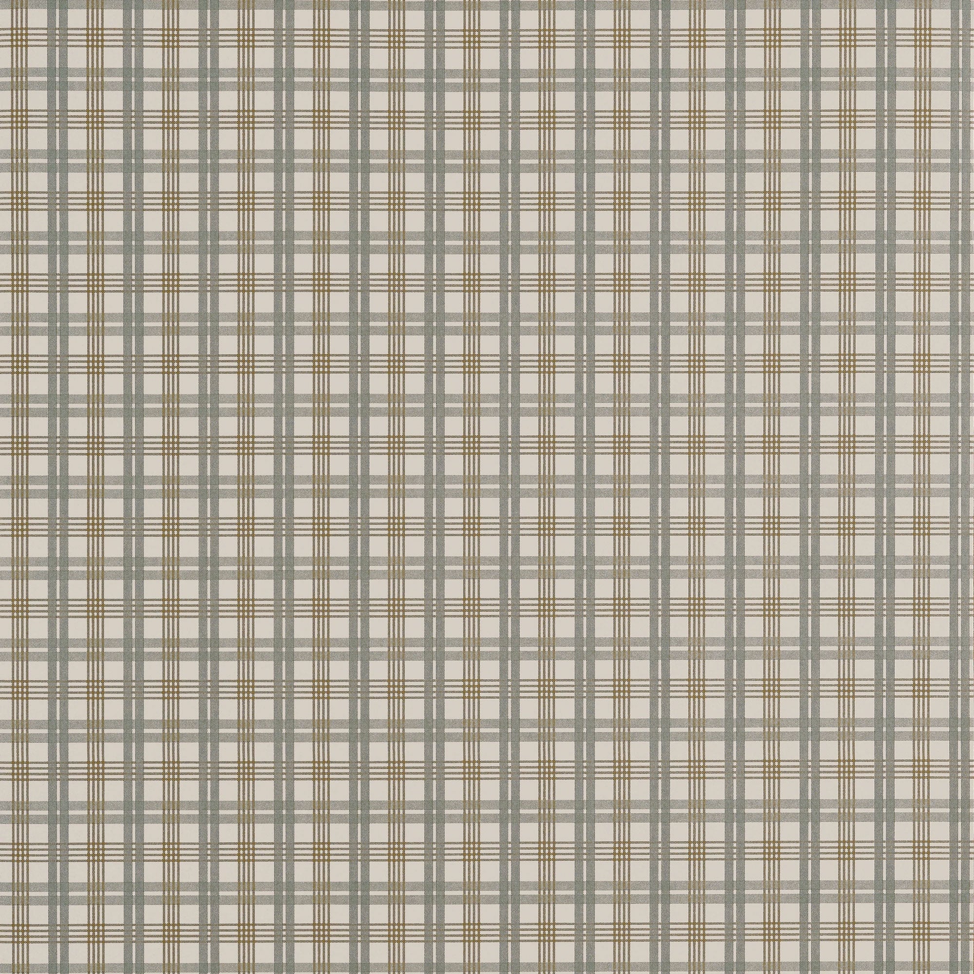 T44054 Huntley Plaid Grey and Beige Stripes and Checks Resource Wallpaper by Thibaut