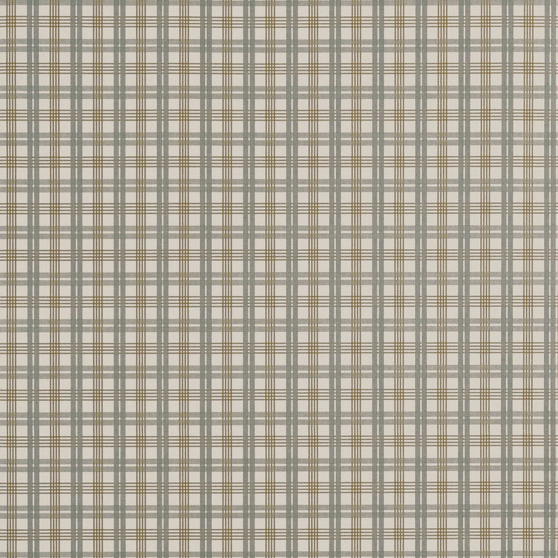 T44054 Huntley Plaid Grey and Beige Stripes and Checks Resource Wallpaper by Thibaut