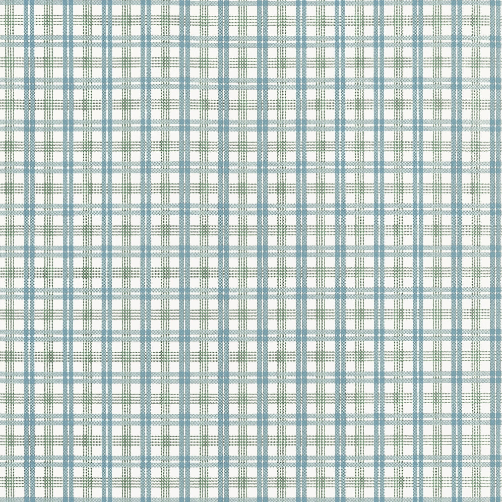 T44055 Huntley Plaid Peacock Blue and Green Stripes and Checks Resource Wallpaper by Thibaut