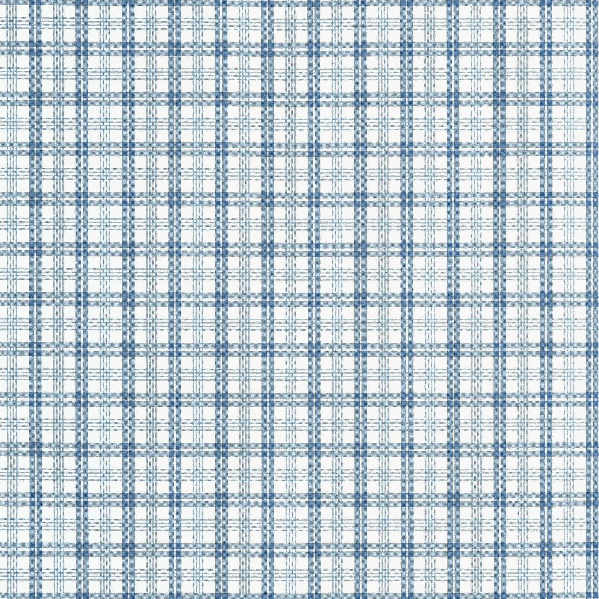 T44056 Huntley Plaid Blue Stripes and Checks Resource Wallpaper by Thibaut