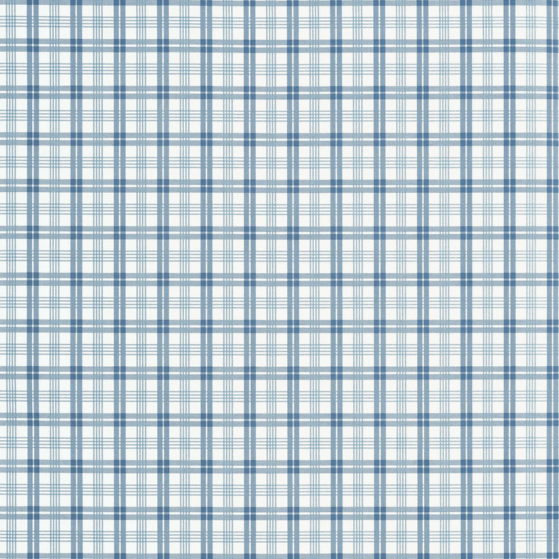 T44056 Huntley Plaid Blue Stripes and Checks Resource Wallpaper by Thibaut