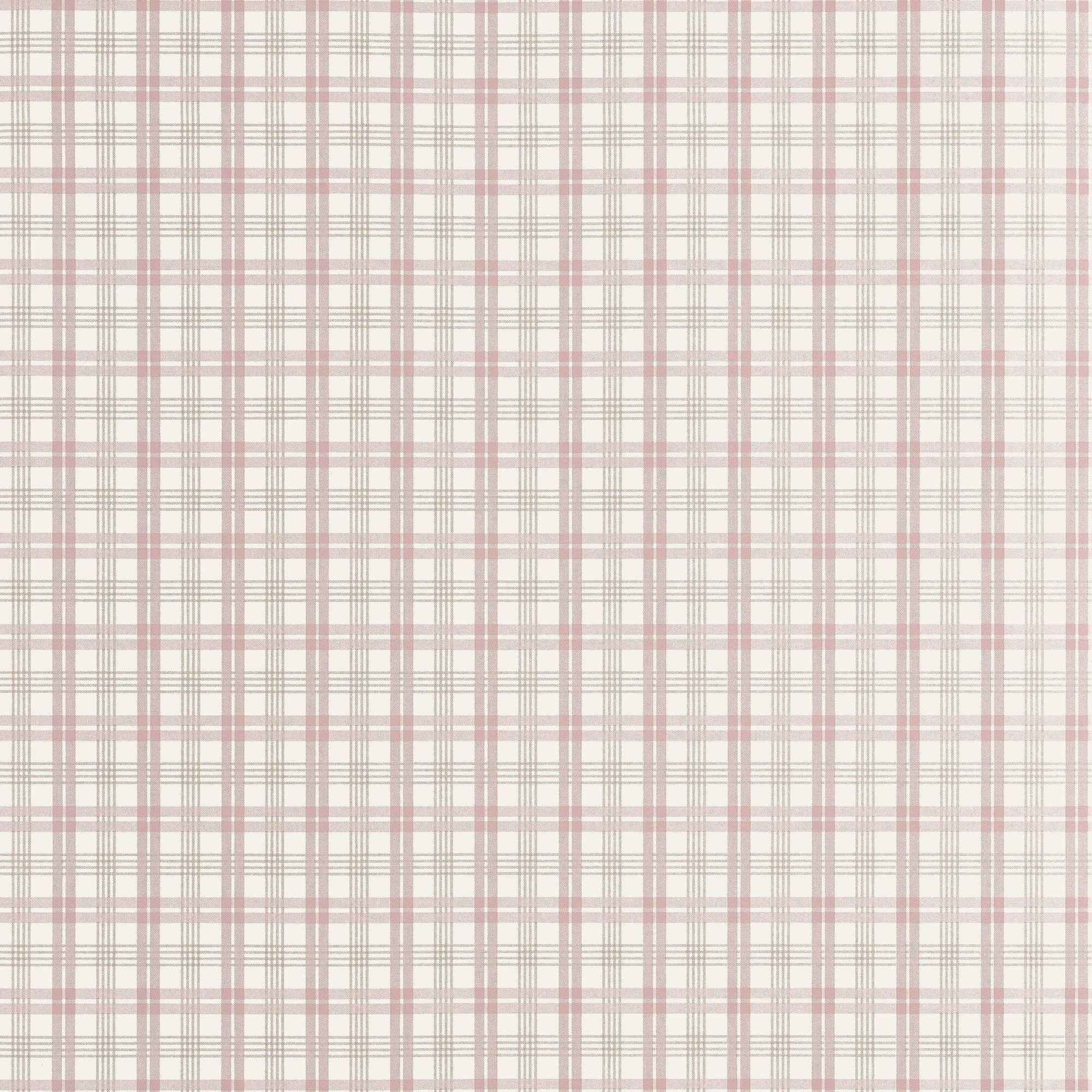 T44057 Huntley Plaid Blush Stripes and Checks Resource Wallpaper by Thibaut
