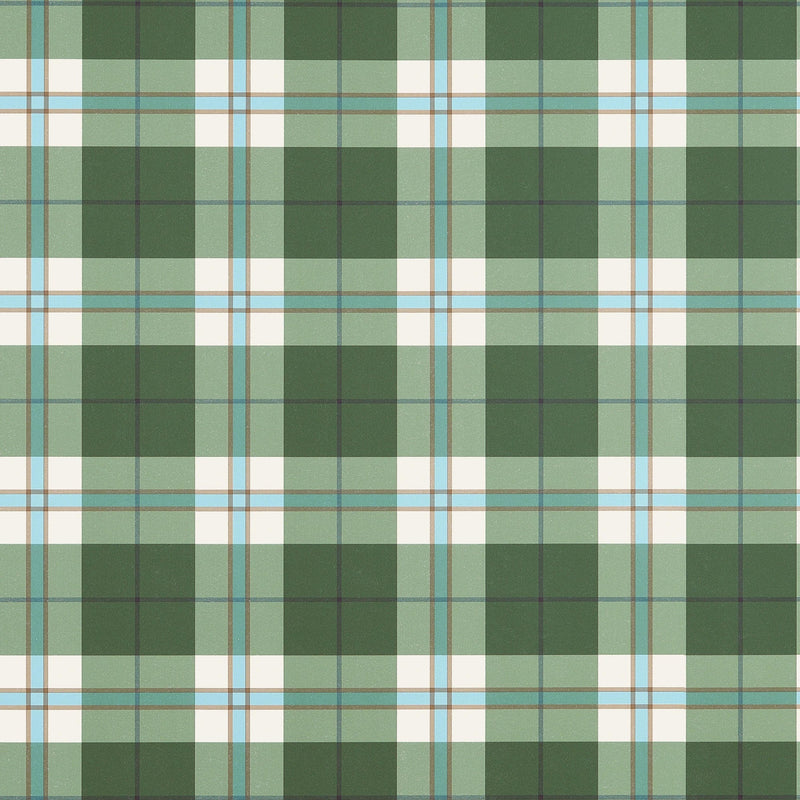 T44071 Douglas Plaid Green Stripes and Checks Resource Wallpaper by Thibaut