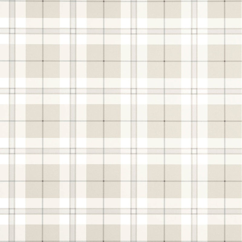T44072 Douglas Plaid Light Beige Stripes and Checks Resource Wallpaper by Thibaut