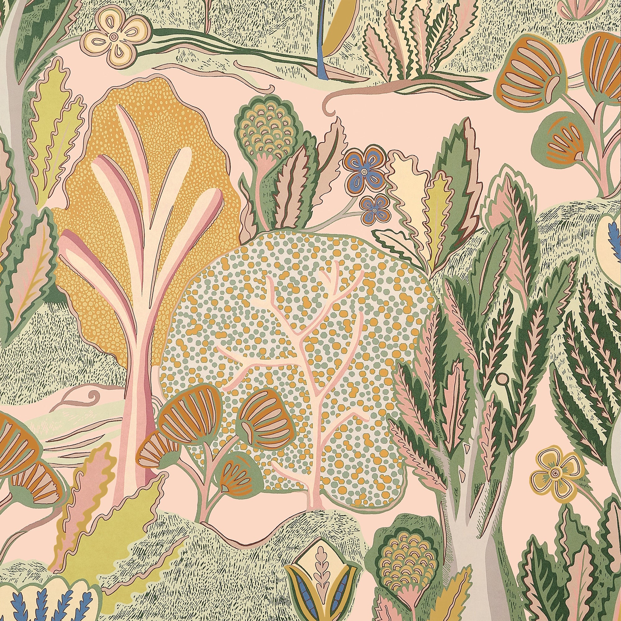 T45010 Albero Apricot and Ginger Wanderlust Wallpaper by Thibaut