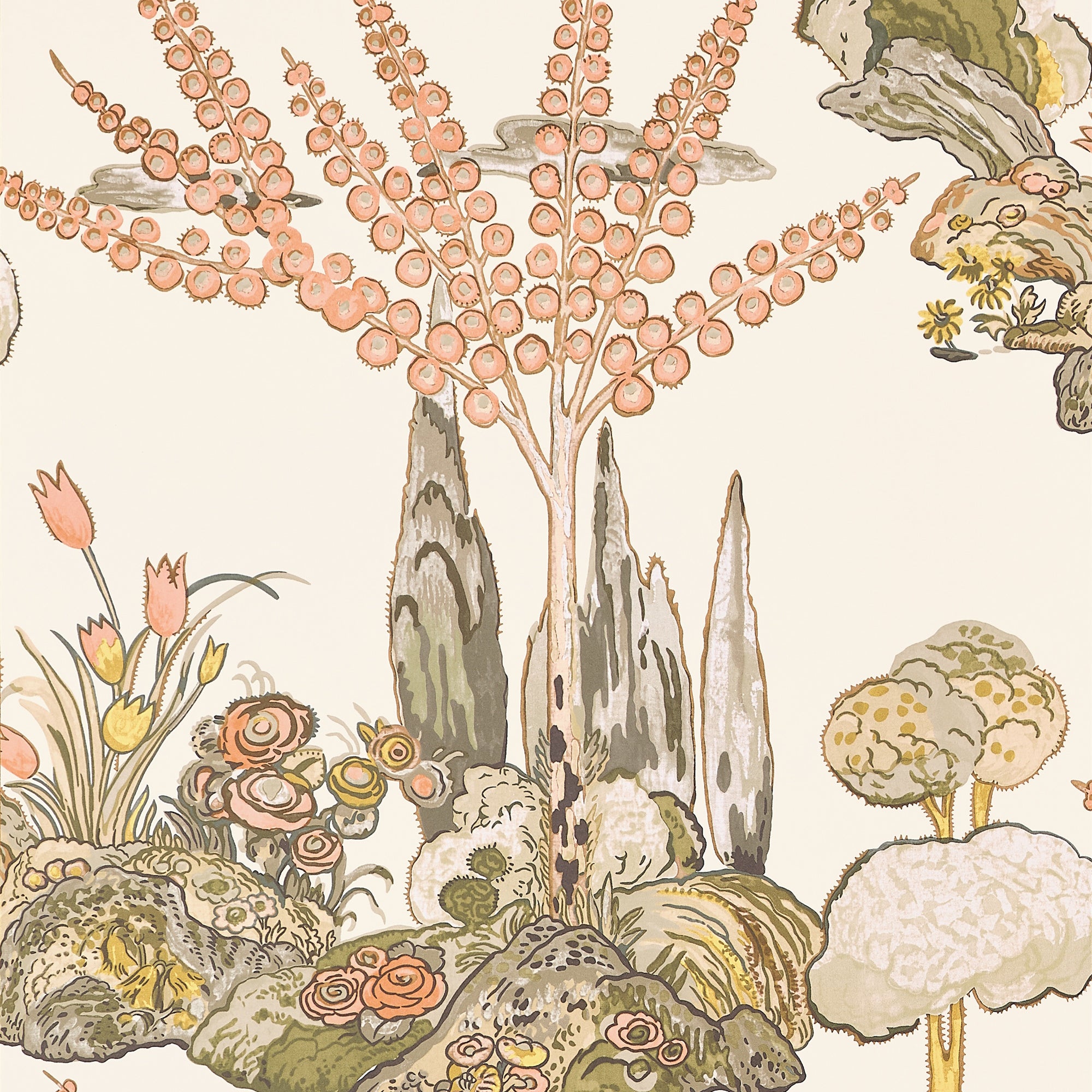 T45026 Orleans Apricot and Ginger Wanderlust Wallpaper by Thibaut