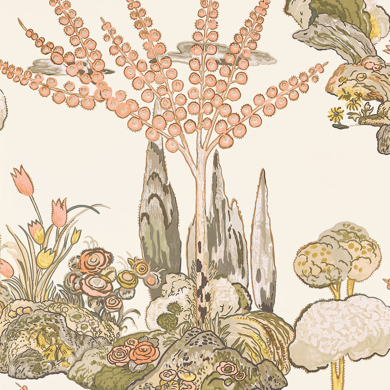 T45026 Orleans Apricot and Ginger Wanderlust Wallpaper by Thibaut