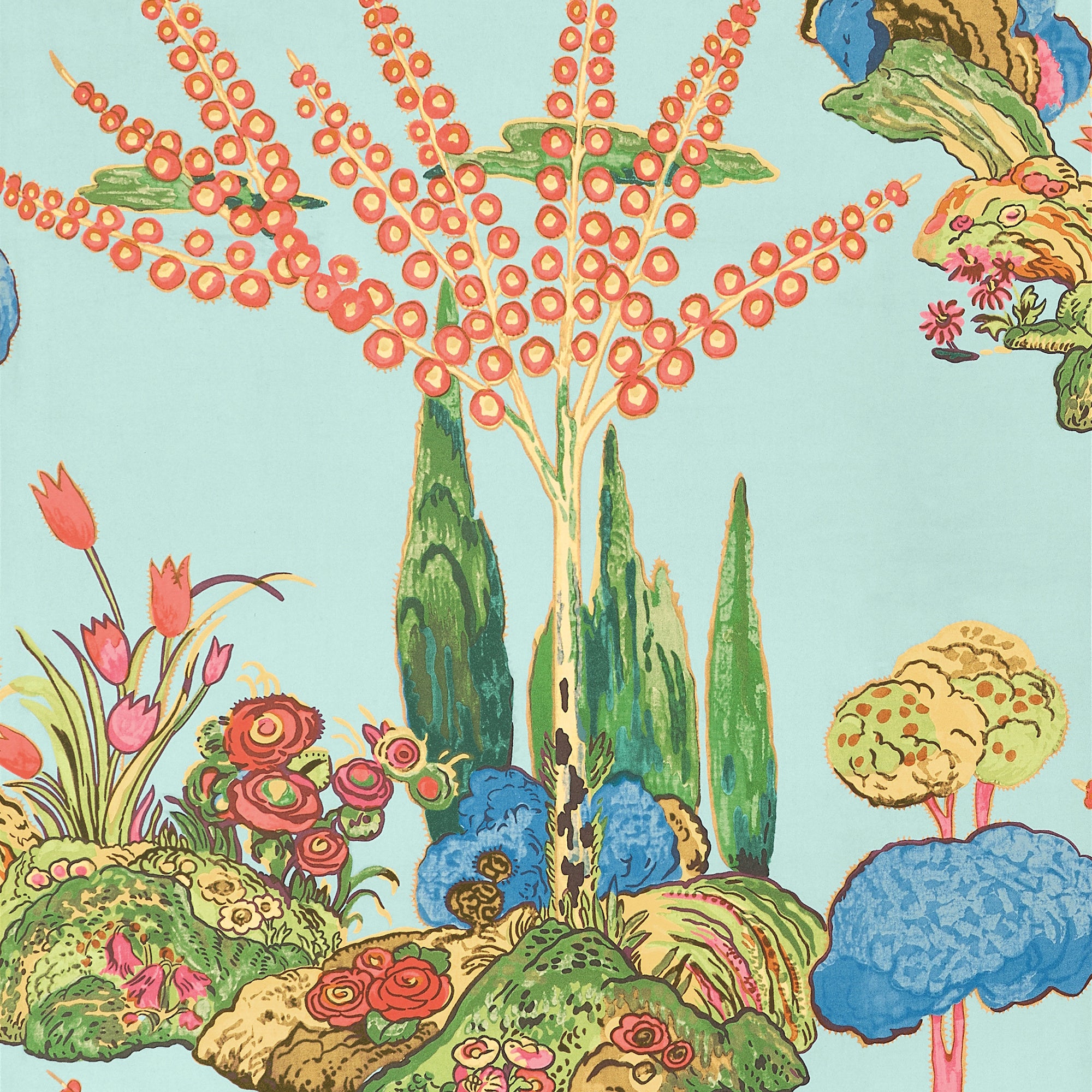 T45030 Orleans Turquoise Wanderlust Wallpaper by Thibaut
