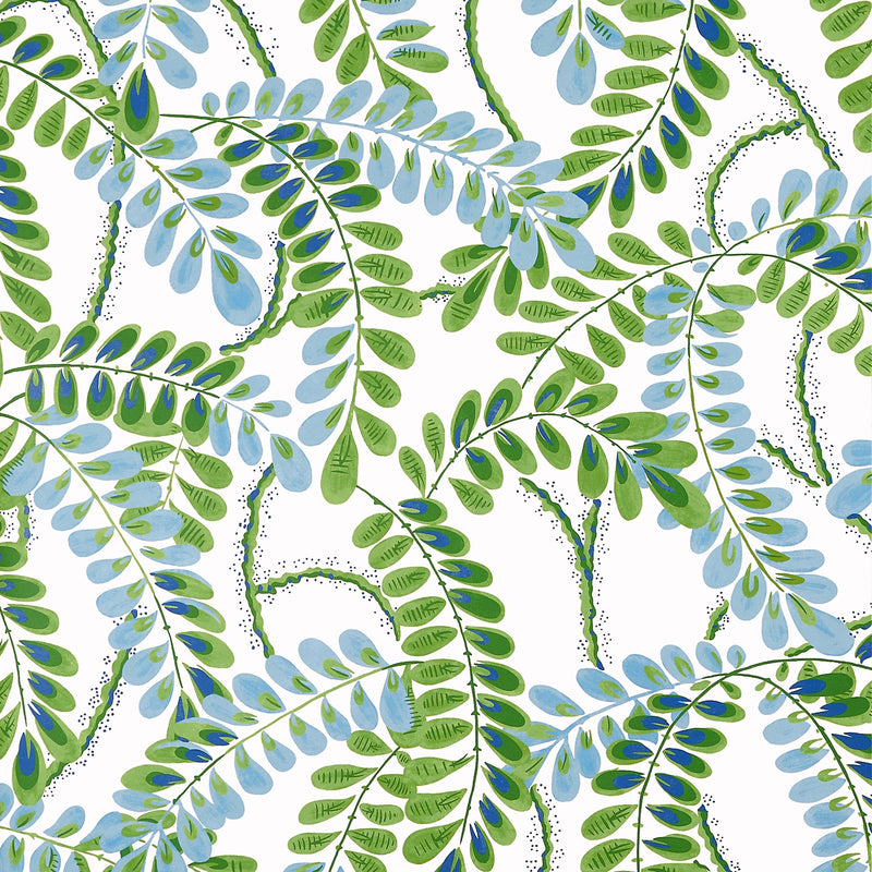 T45038 Augusta Blue and Green Wanderlust Wallpaper by Thibaut