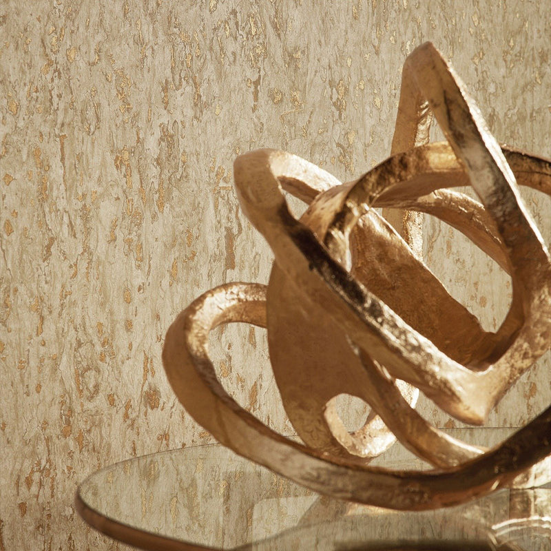 T75109 Montado Cork Faux Resource Camel and Metallic Gold Wallpaper by Thibaut