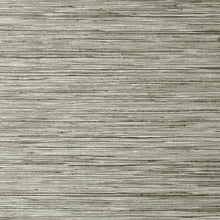 T75120 Jindo Grass Faux Resource Charcoal on Metallic Silver Wallpaper by Thibaut