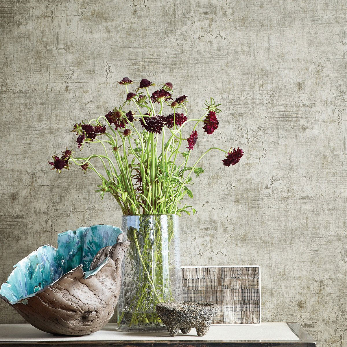 T75126 Carro Faux Resource Metallic Pewter Wallpaper by Thibaut