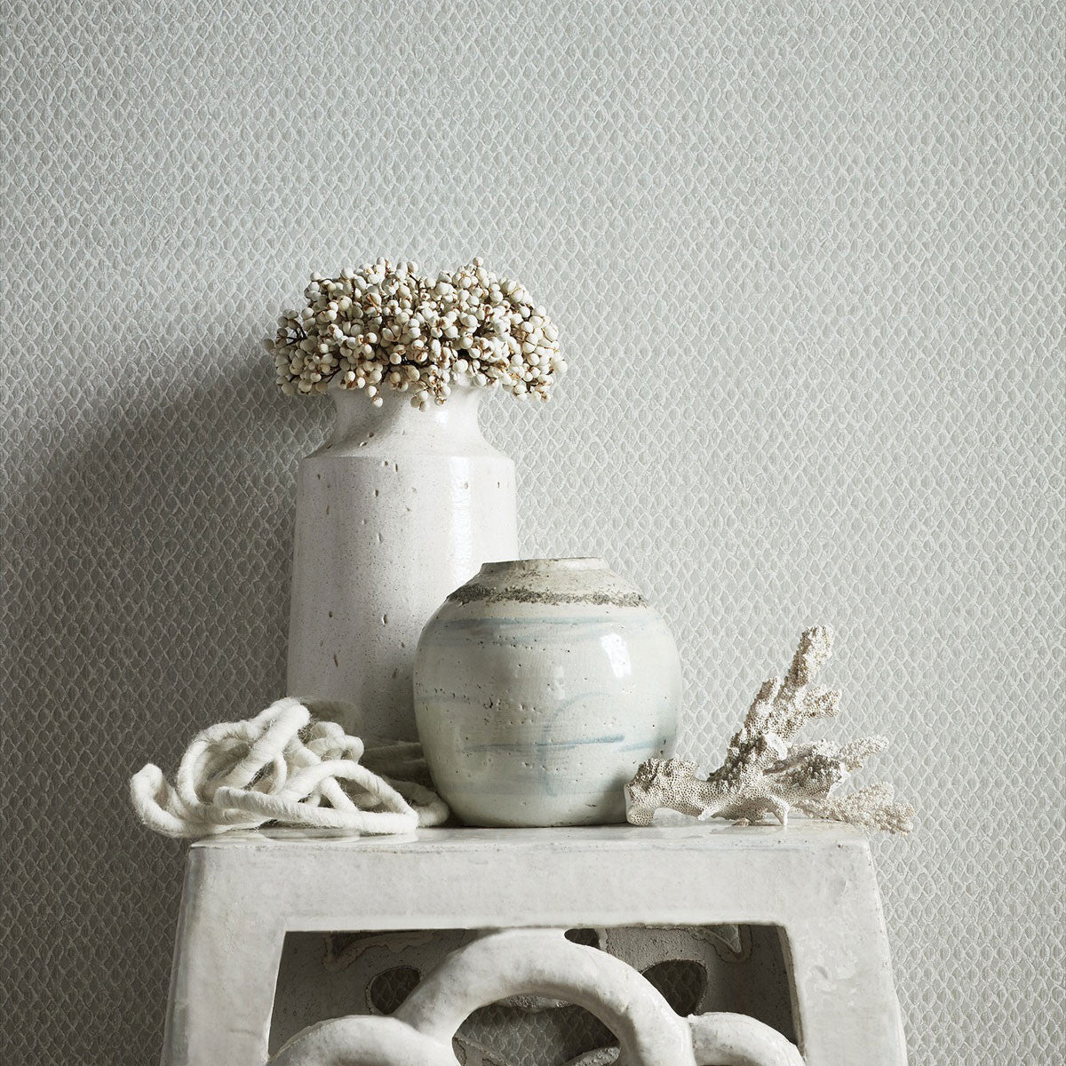 T75138 Portland Faux Resource White Wallpaper by Thibaut