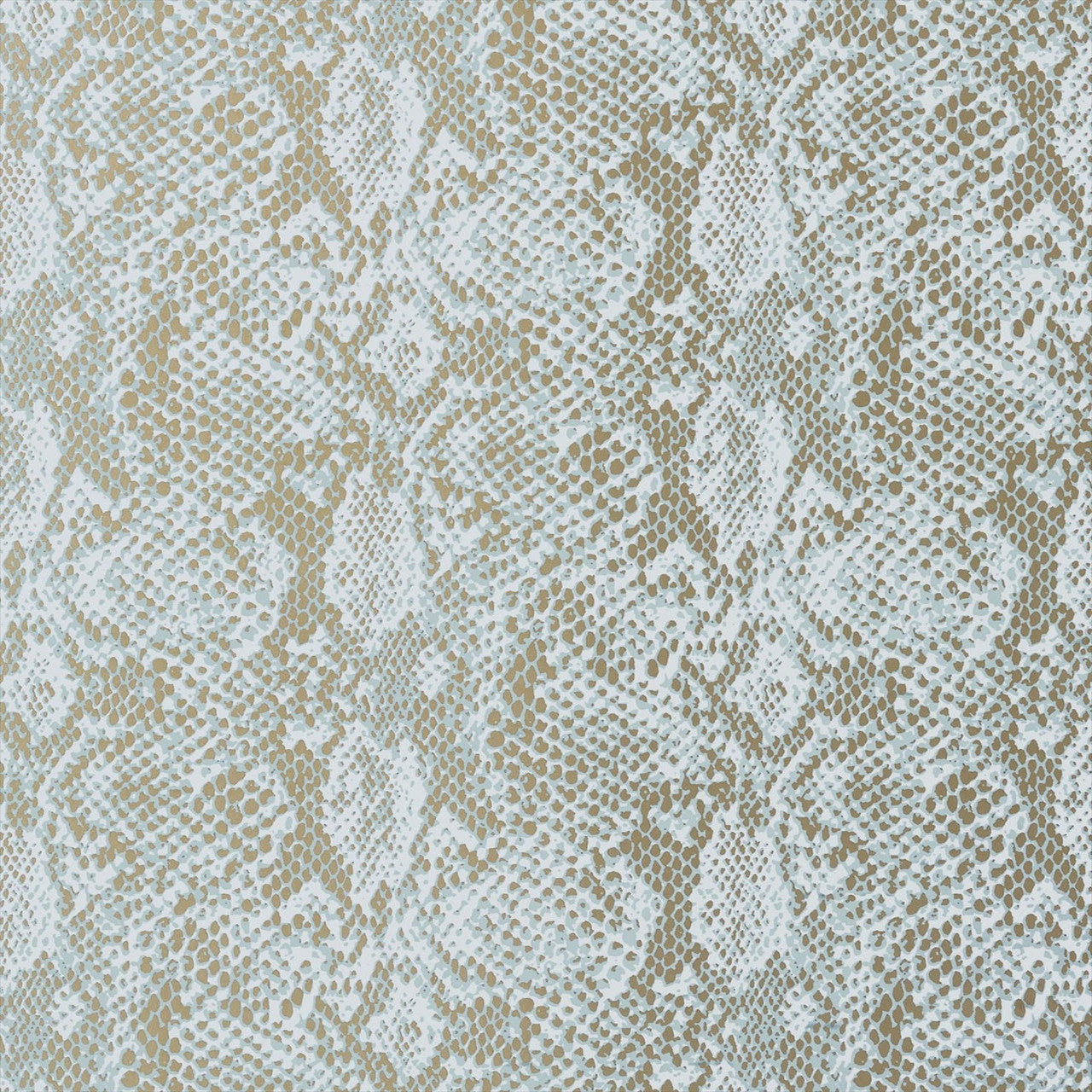 T75167 Boa Faux Resource Aqua on Metallic Gold Wallpaper by Thibaut