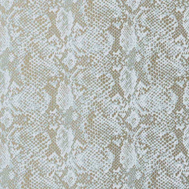 T75167 Boa Faux Resource Aqua on Metallic Gold Wallpaper by Thibaut