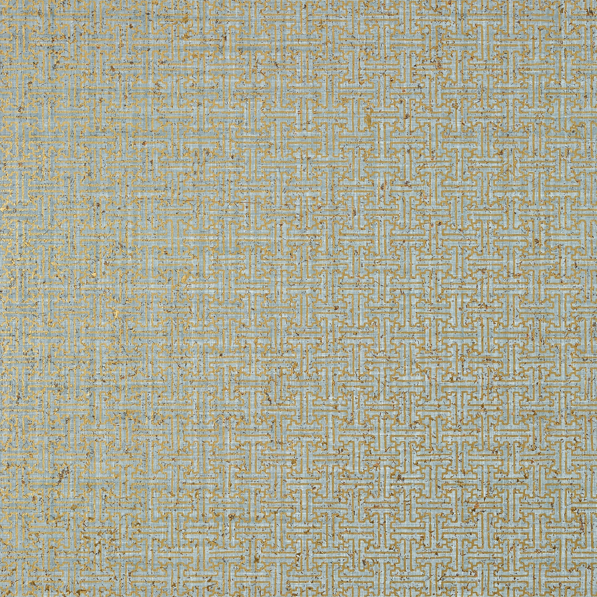 T83001 Taza Cork Metallic Gold on Aqua Natural Resource 2 Wallpaper by Thibaut
