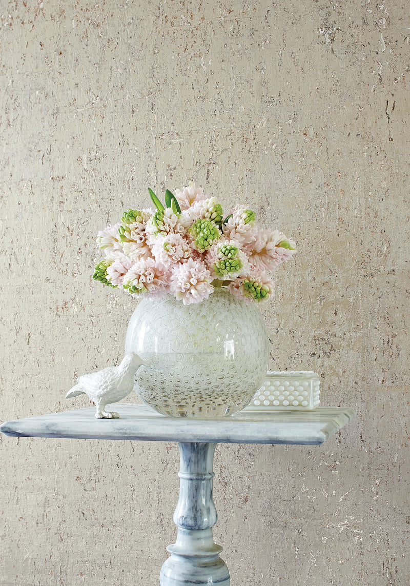 T83009 Cork Metallic Pewter Natural Resource 2 Wallpaper by Thibaut