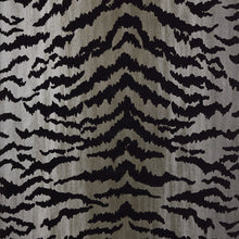 T83065 Tiger Flock Black on Metallic Silver Natural Resource 2 Wallpaper by Thibaut