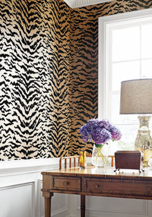 Tiger Flock Natural Resource 2 Wallpaper by Thibaut