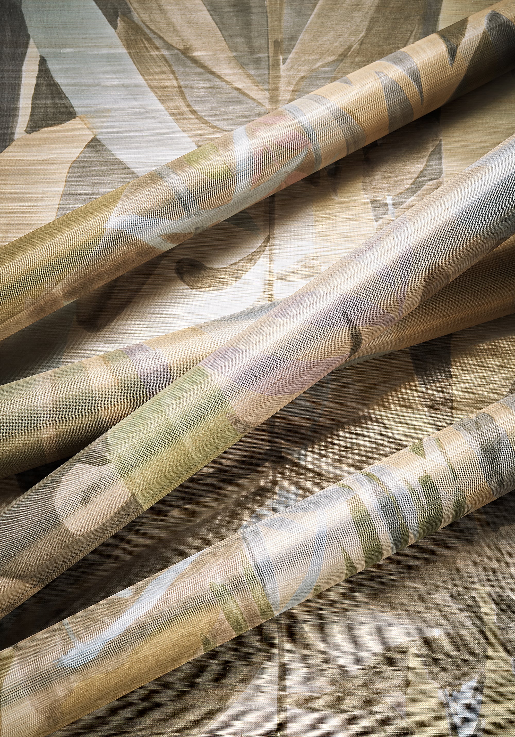 TM15854 Rainforest Mural Neutral on Metallic Islander Wallpaper by Thibaut