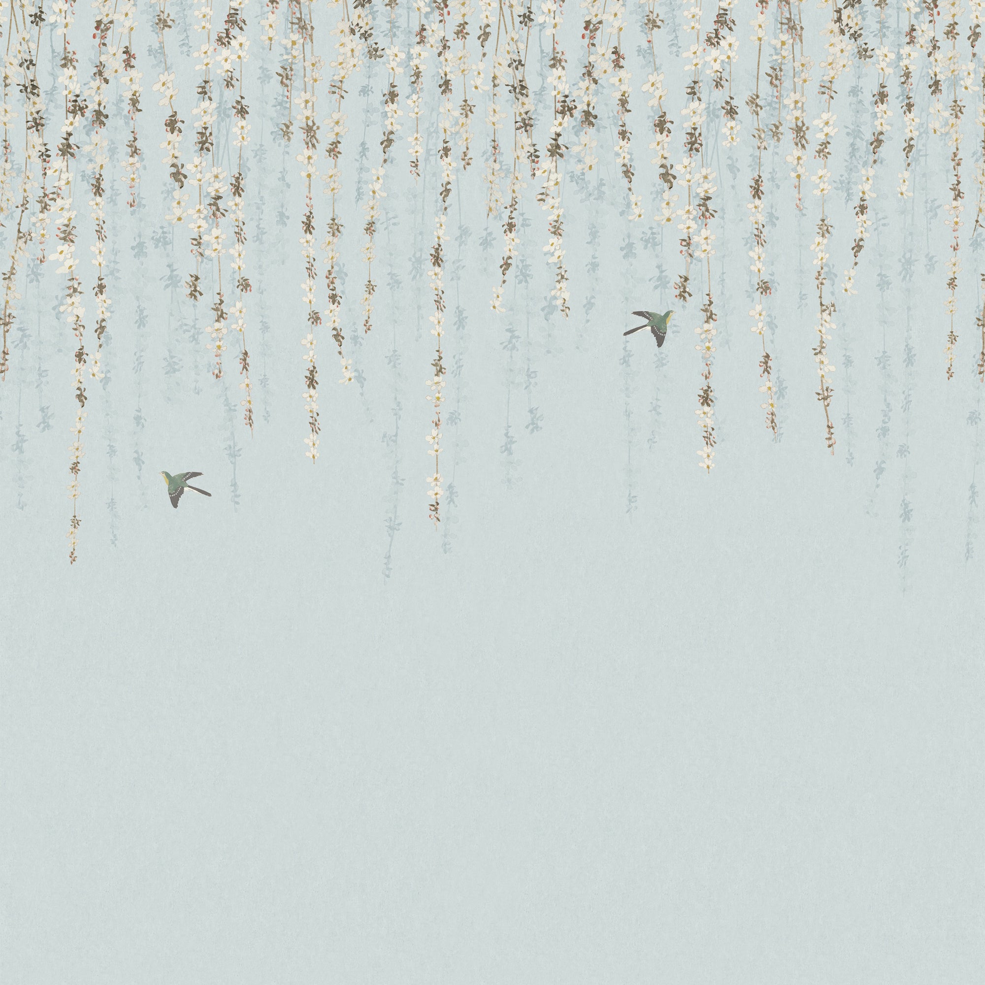 TM24453 Blossom Mural Blue Yutori Wallpaper by Thibaut
