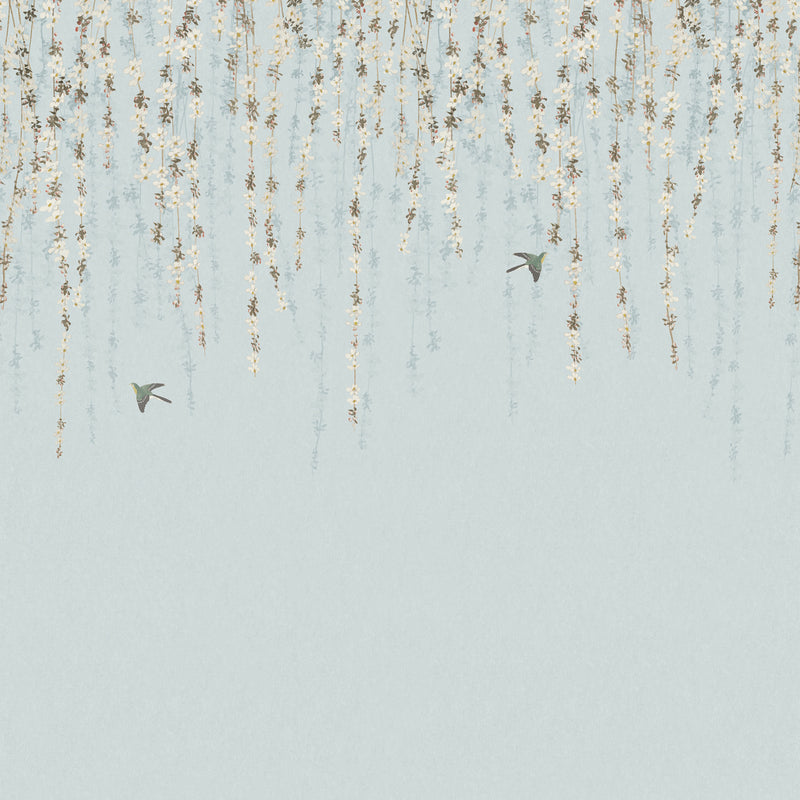 TM24453 Blossom Mural Blue Yutori Wallpaper by Thibaut