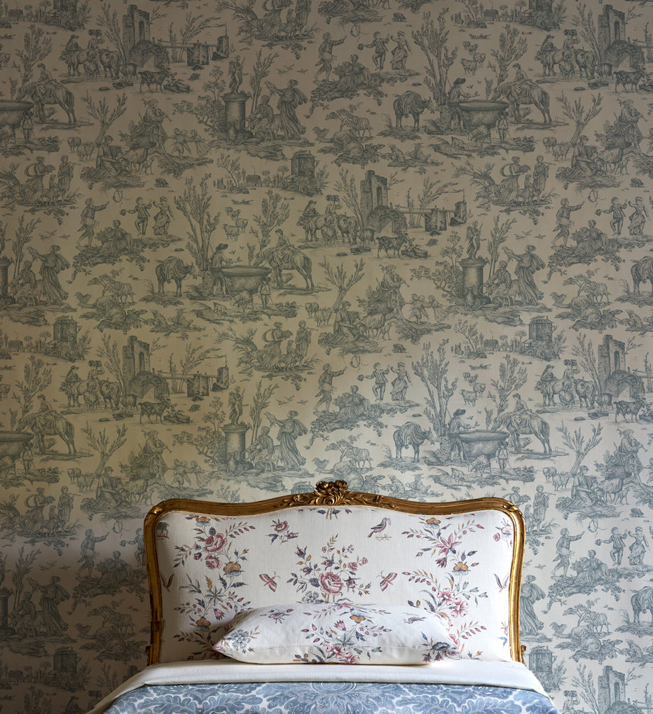LW 318 608 Toile Baptiste Celeste Wallpaper by Lewis & Wood
