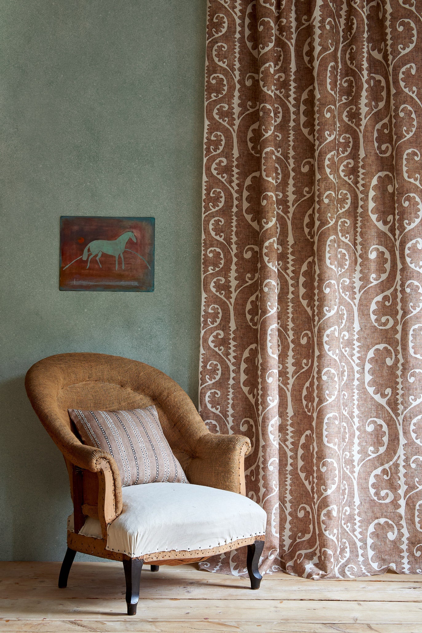 LW 340 390 Totem Ginger Fabric by Lewis & Wood