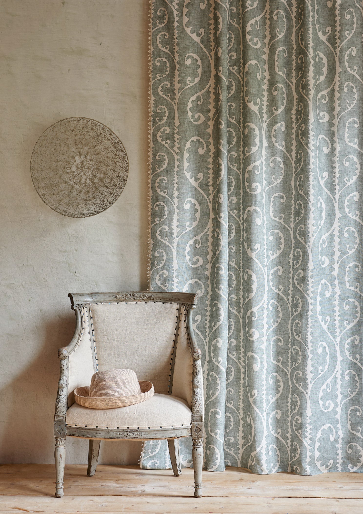 LW 340 94 Totem Sage Fabric by Lewis & Wood