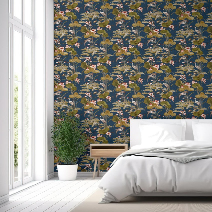 TP422705 Lotus Pond Purple by Wallpaper by Design ID