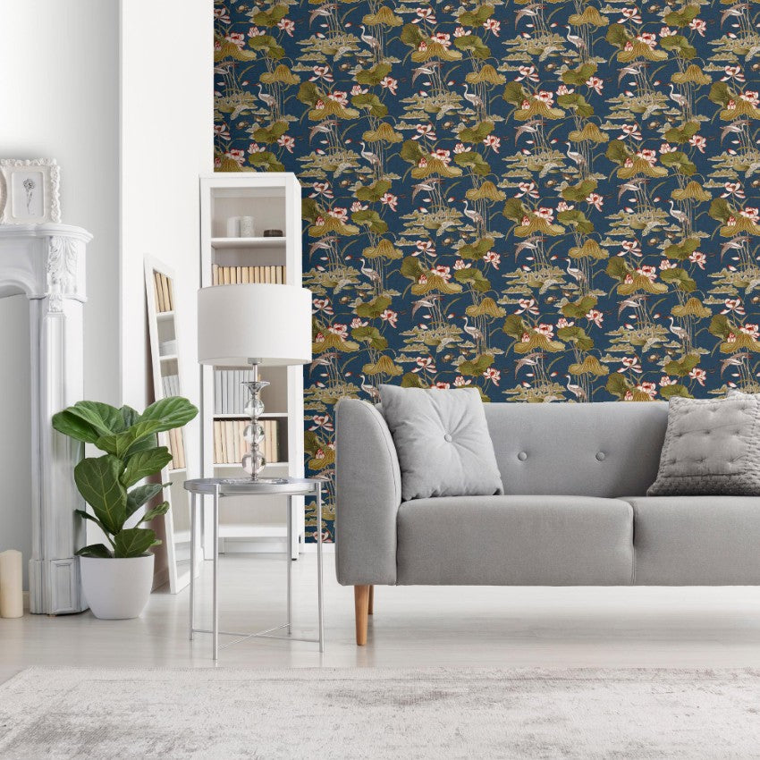 TP422705 Lotus Pond Purple by Wallpaper by Design ID