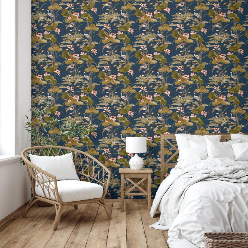 TP422705 Lotus Pond Purple by Wallpaper by Design ID