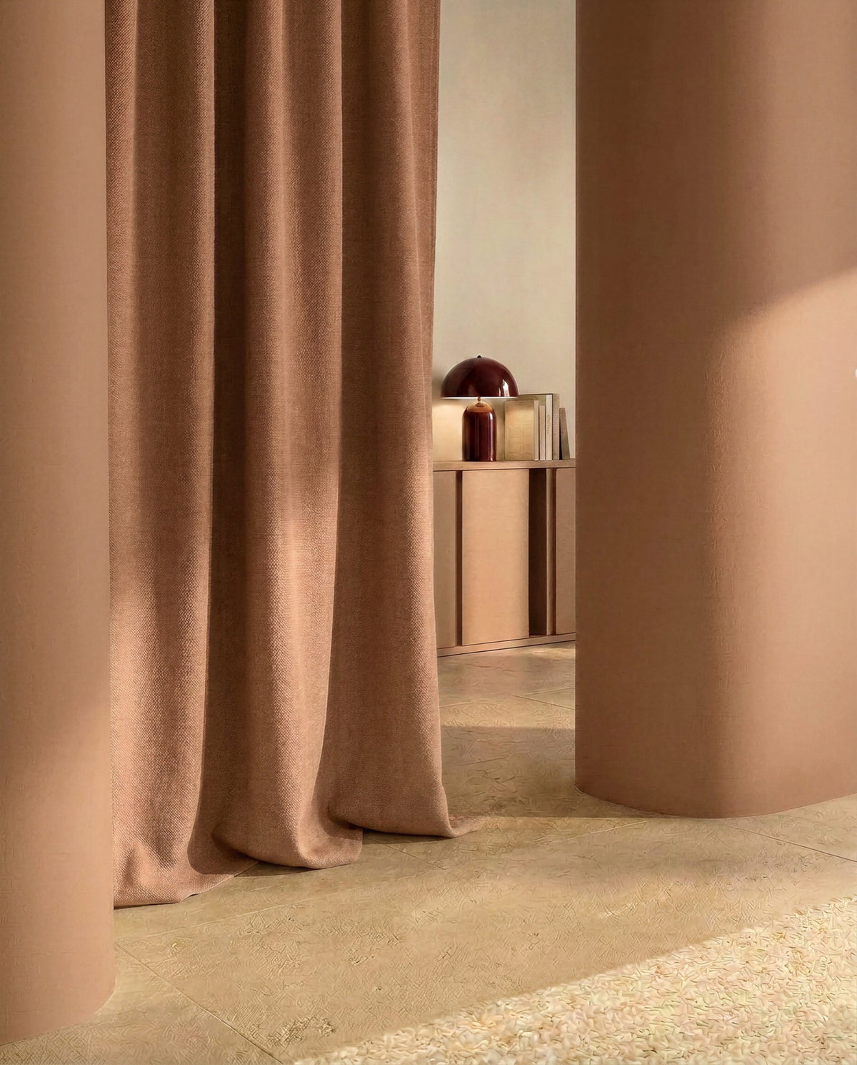 TSARCOR Sarga Coral Fabric by Coordonné - room