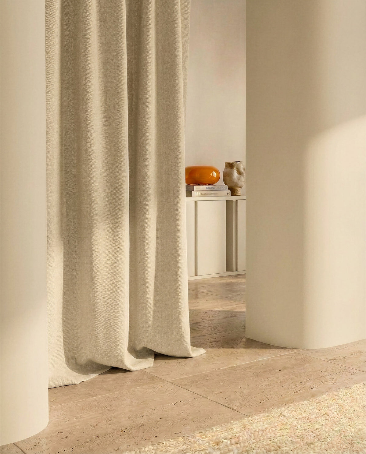 TSARCRE Sarga Crema Fabric by Coordonné - room