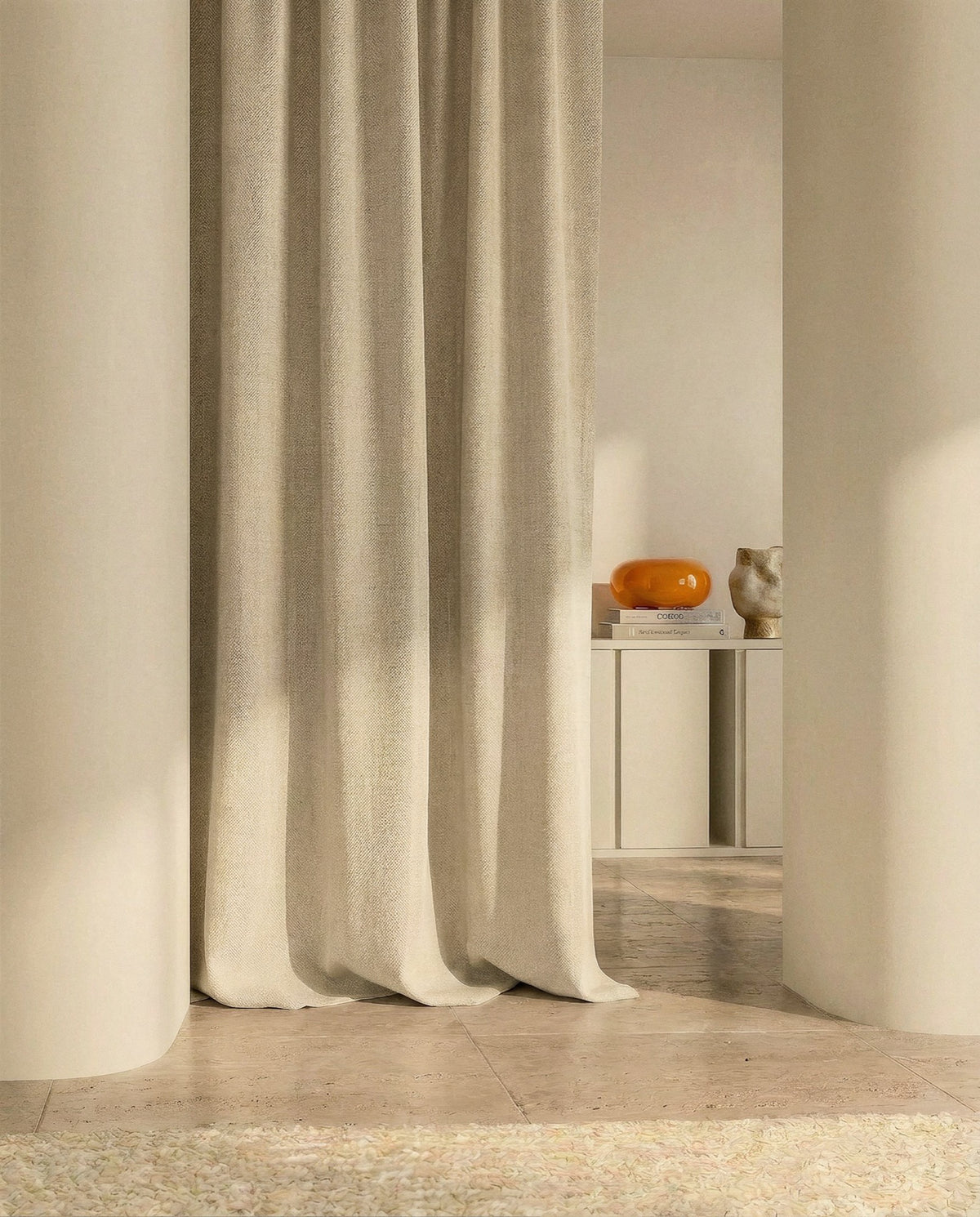 TSARCRE Sarga Crema Fabric by Coordonné - room