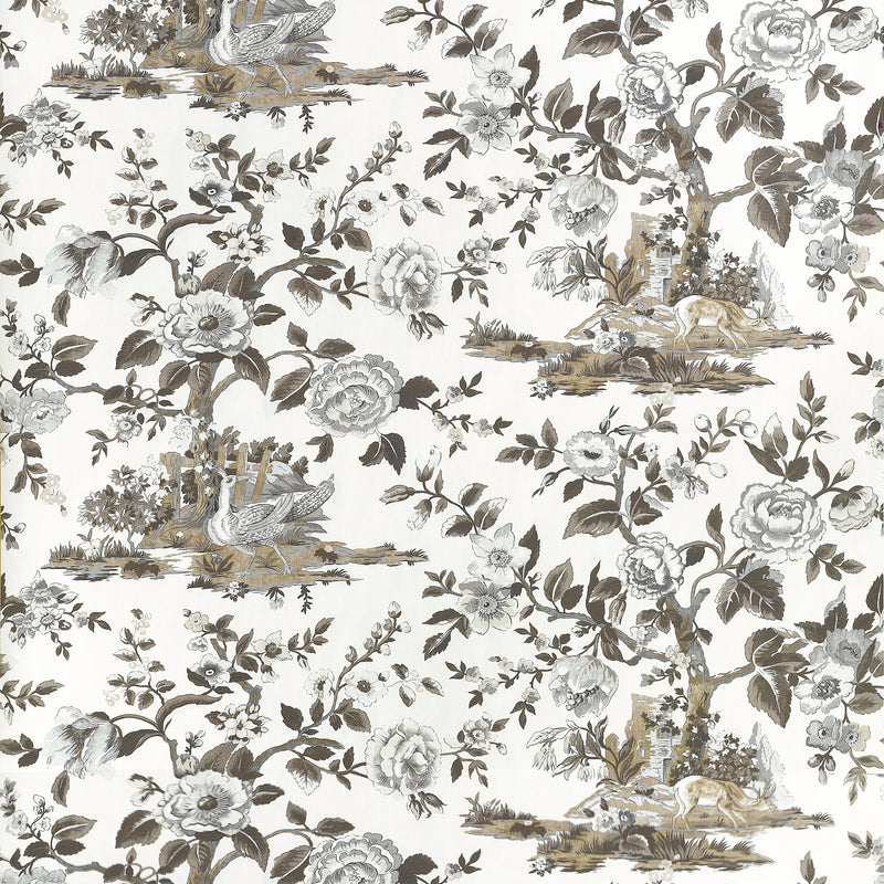 TWW10540 Forest Lodge Brown and White Boxwood Wallpaper by Thibaut