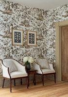 TWW10540 Forest Lodge Brown and White Boxwood Wallpaper by Thibaut