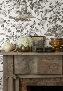 TWW10540 Forest Lodge Brown and White Boxwood Wallpaper by Thibaut