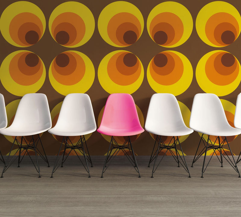 7013-12 Retro Circles Brown Yellow Wallpaper by A S Creation