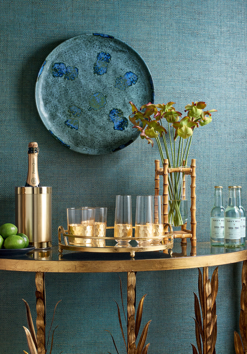 Bankun Raffia Texture Resource 8 Midnight Blue Wallpaper by Thibaut | T14522