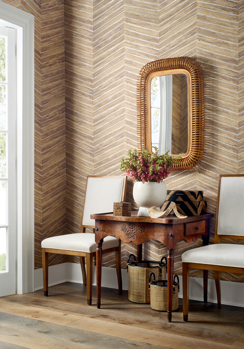 Wood Herringbone Texture Resource 8 Taupe Wallpaper by Thibaut | T14572