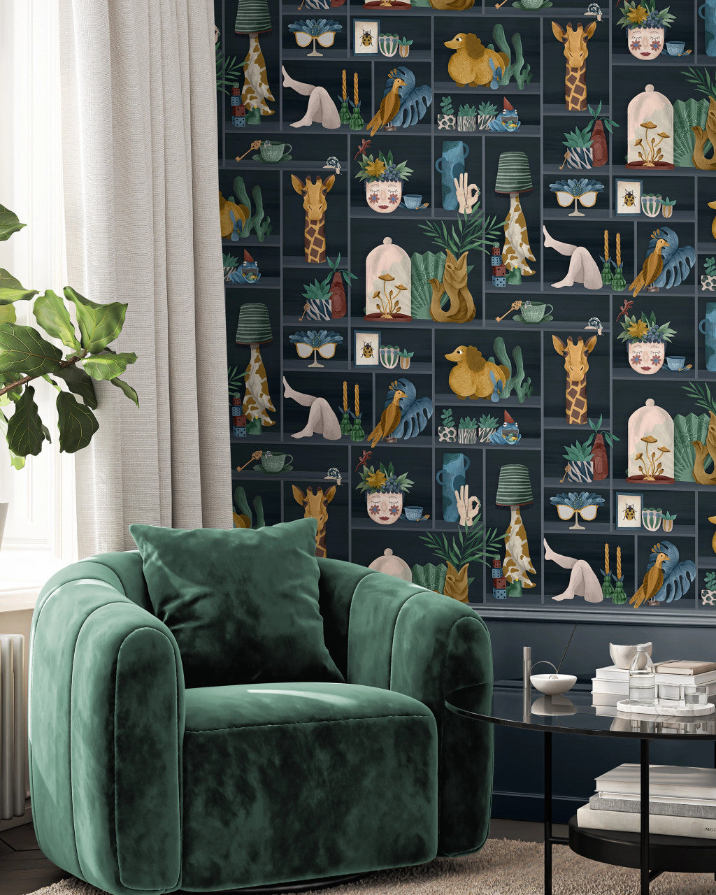 BMWL005/10B The Cabinet Wild Life Wallpaper by Brand McKenzie