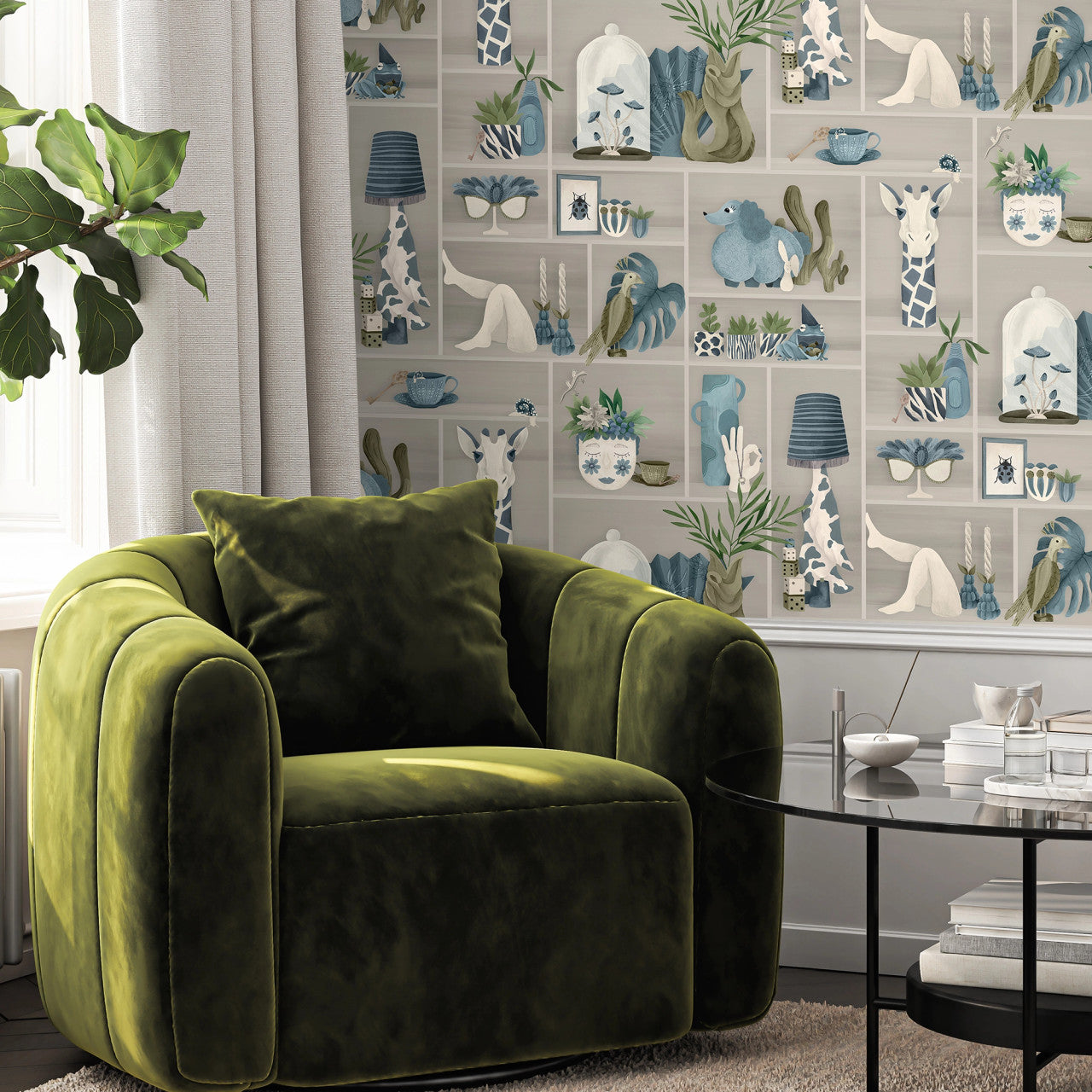 BMWL005/10C The Cabinet Wild Life Wallpaper by Brand McKenzie