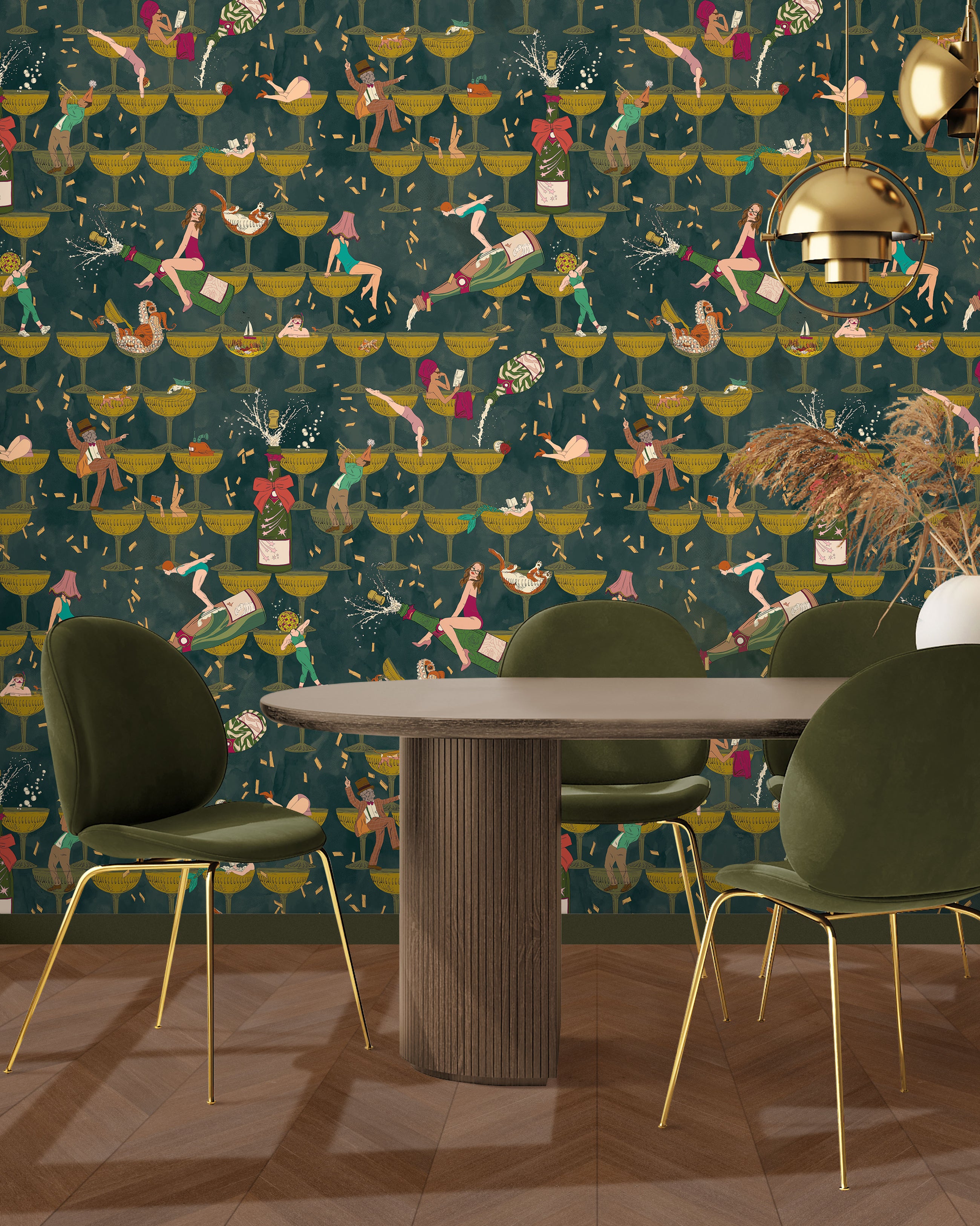 BMGI006/09B The Grand Pour Dirty Olive Wallpaper by Brand McKenzie