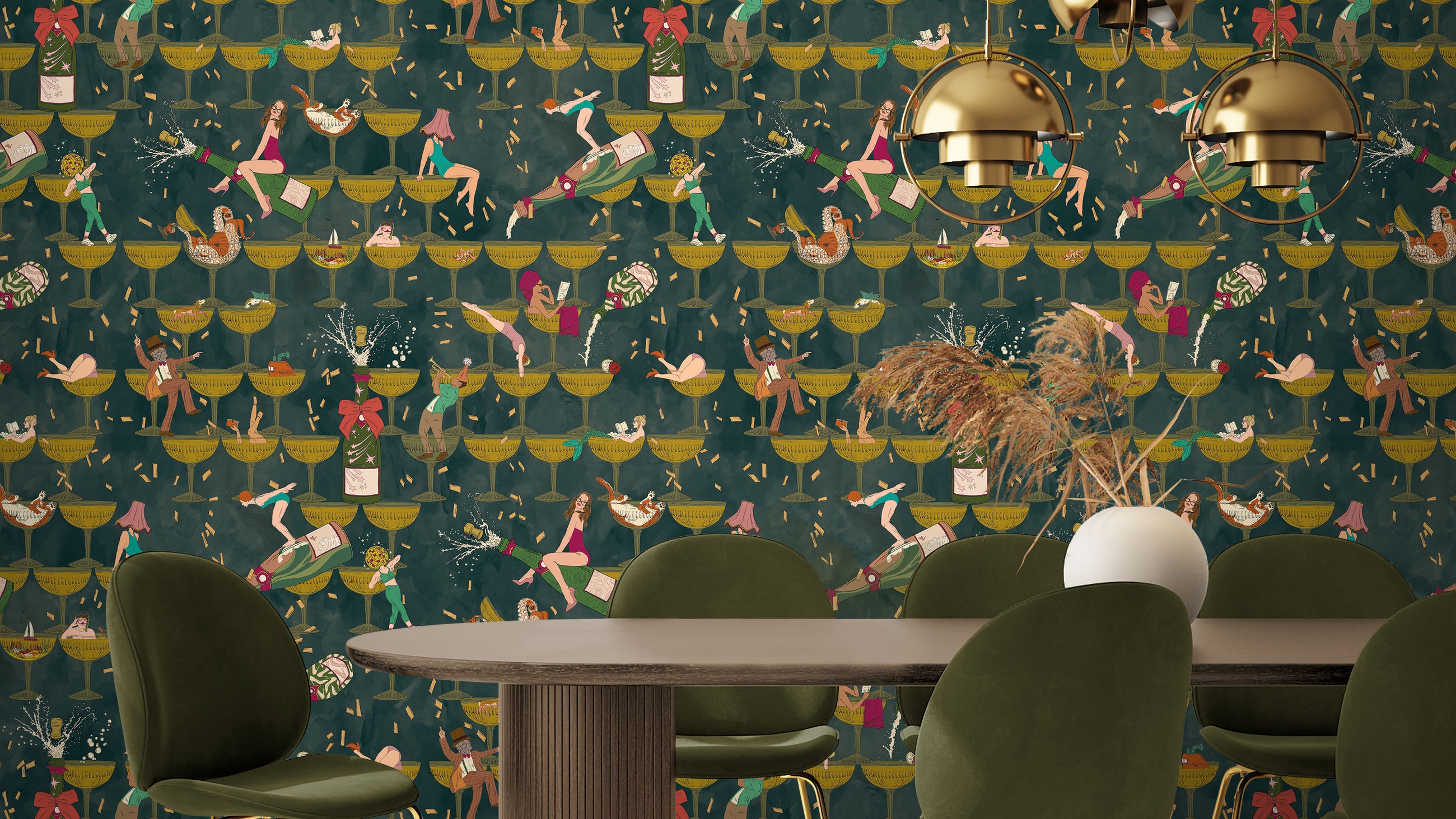BMGI006/09B The Grand Pour Dirty Olive Wallpaper by Brand McKenzie