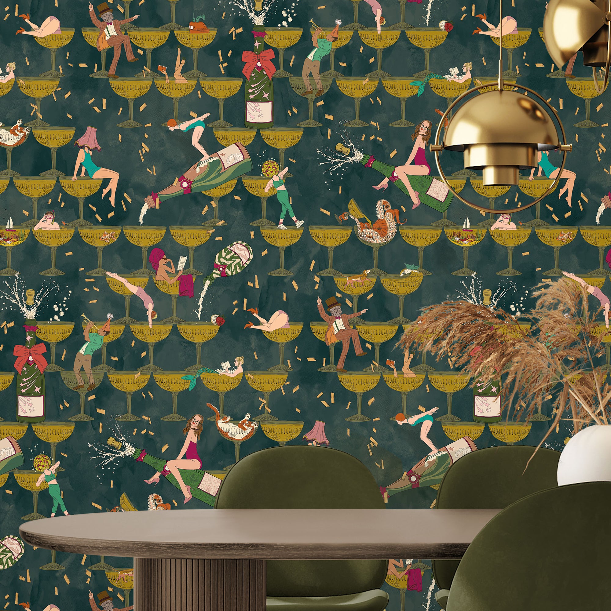 BMGI006/09B The Grand Pour Dirty Olive Wallpaper by Brand McKenzie