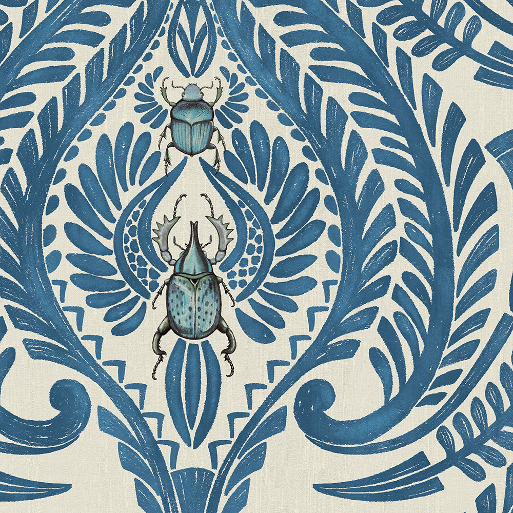 BMHD002/11A The Great Damask Heart Deco Azure Blue Wallpaper by Brand McKenzie