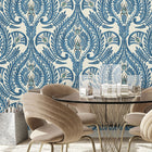 BMHD002/11A The Great Damask Heart Deco Azure Blue Wallpaper by Brand McKenzie